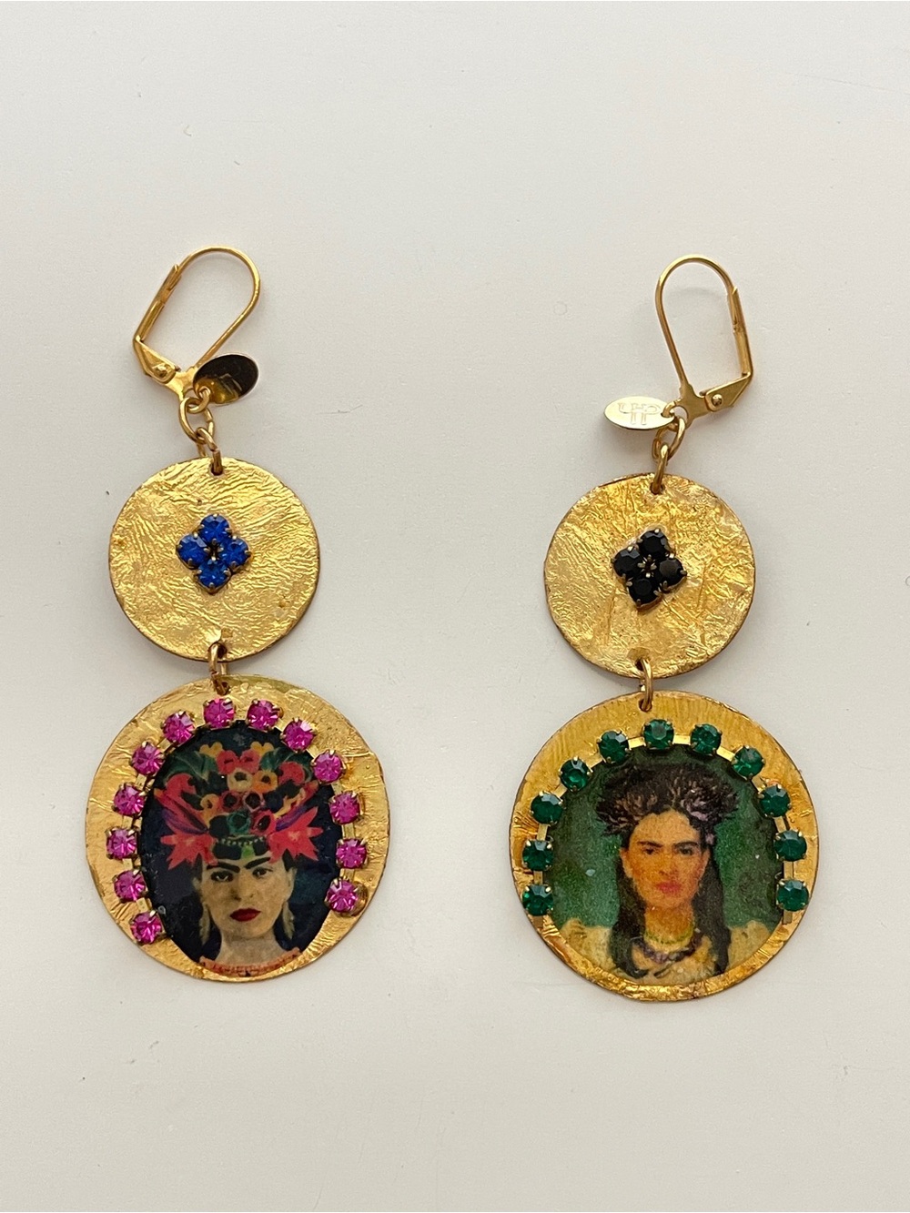 New Anthropologie x Double Happiness Frida Kahlo Gold Dangle Earrings